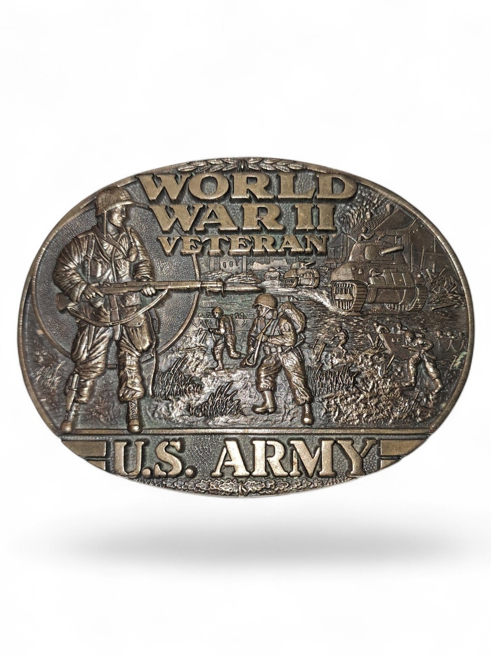 Vintage First Edition WWII Veteran US Army Brass Belt Buckle Numbered